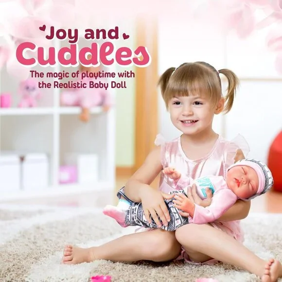 22-Inch Realistic Soft Silicone Newborn Girl Doll with Movable Arms and Legs